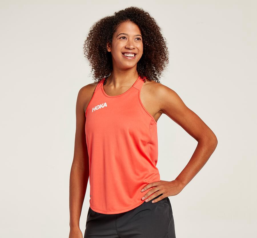 Hoka One One Top Dame - Performance Tank - Orange - 407139CBX